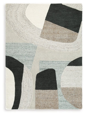 Ashley Edrickhill Grayish Teal Taupe Cream 5' x 7' Rug