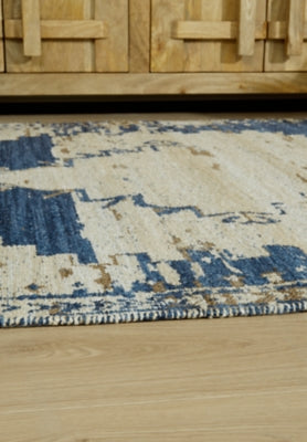 Ashley Varnler Blue Brown Tan 8' x 10' Rug