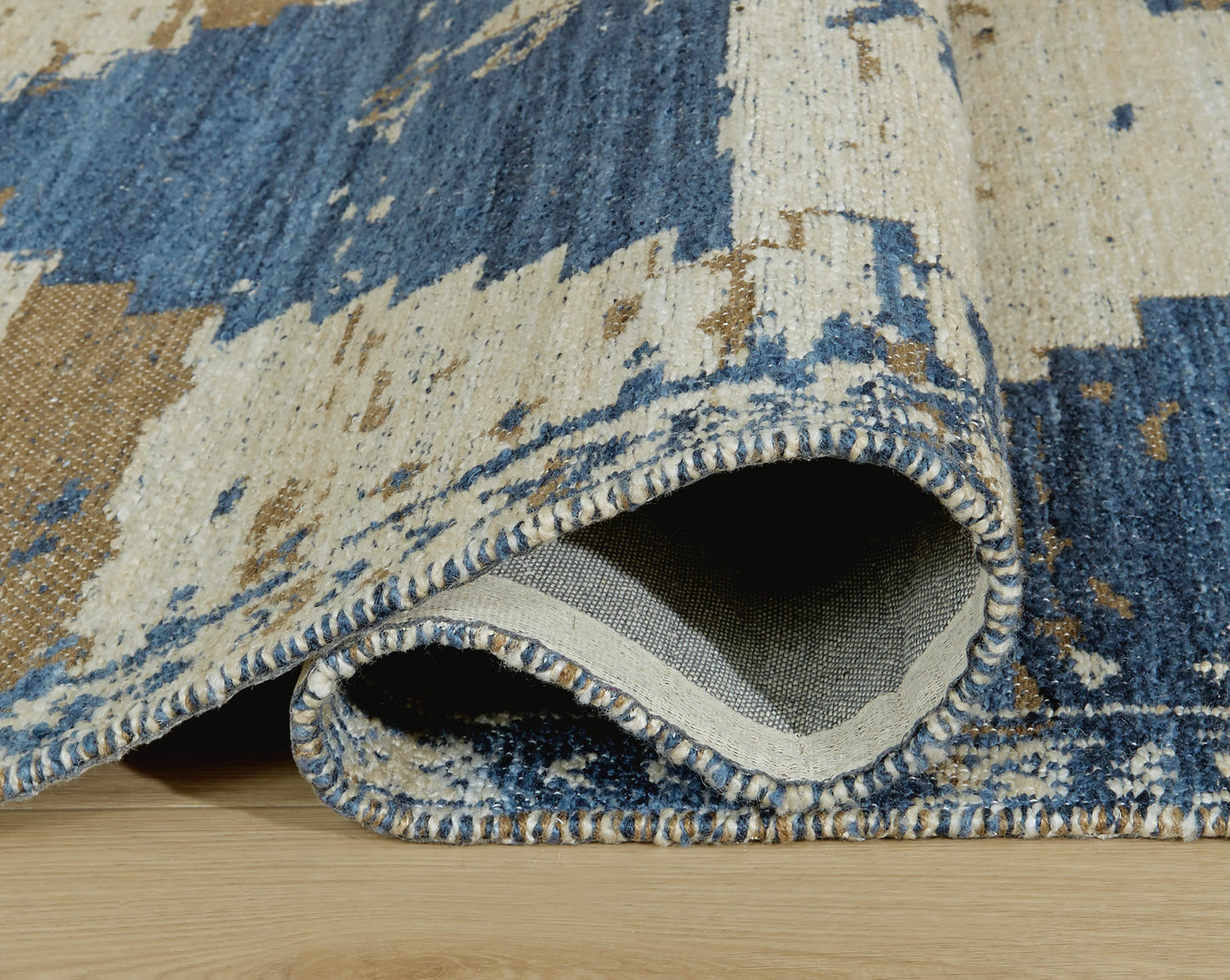 Ashley Varnler Blue Brown Tan 5' x 7' Rug