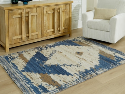 Ashley Varnler Blue Brown Tan 5' x 7' Rug