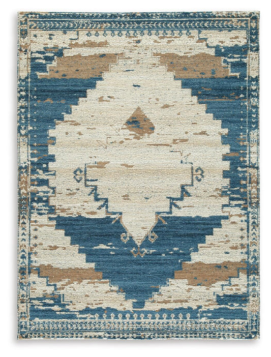 Ashley Varnler Blue Brown Tan 5' x 7' Rug