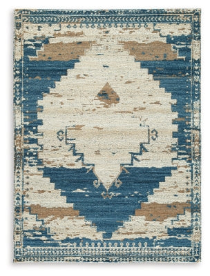 Ashley Varnler Blue Brown Tan 5' x 7' Rug