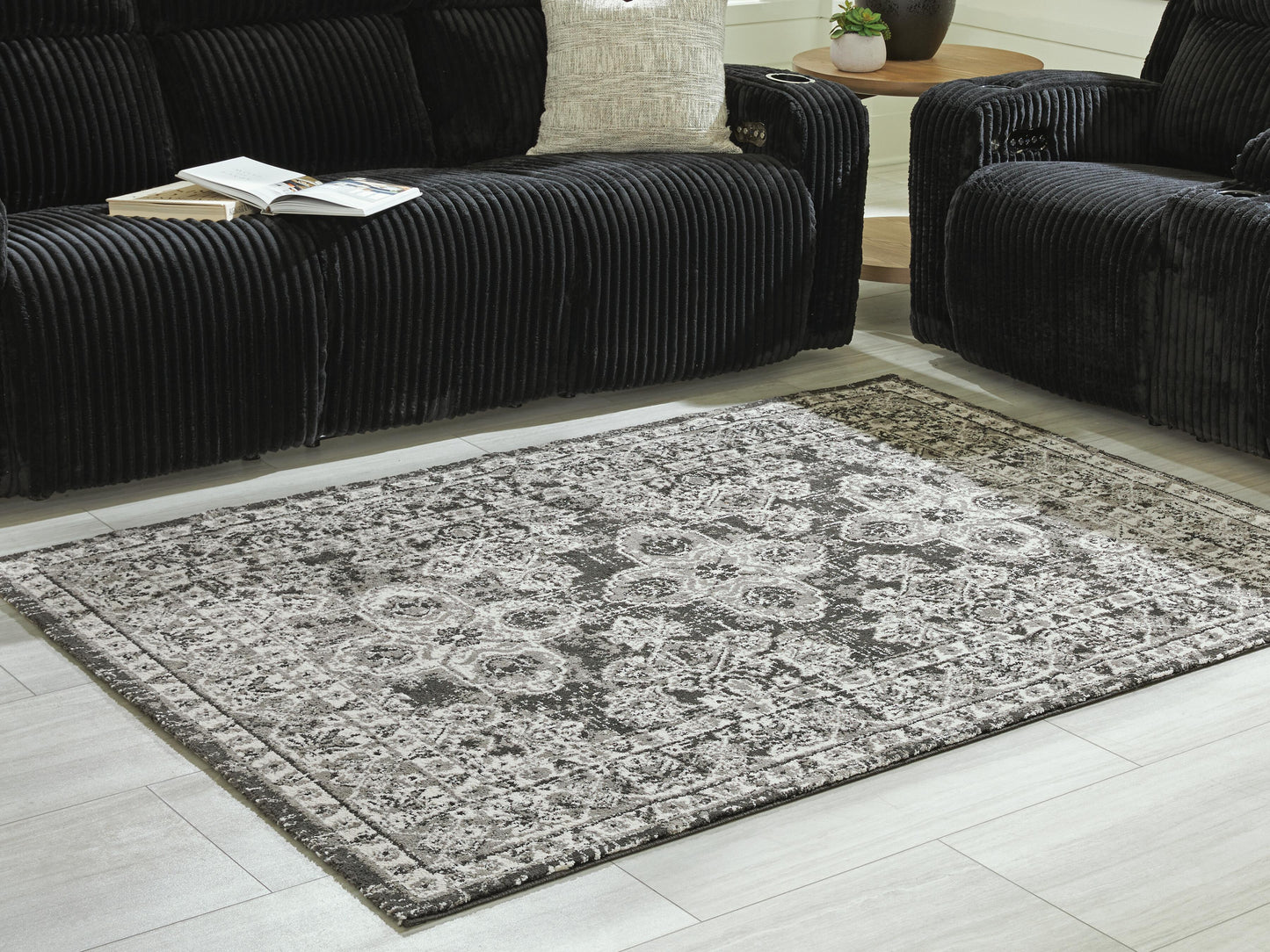 Ashley Glennisman Black Gray Ivory Large Rug