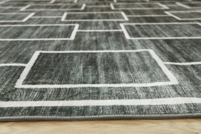 Ashley Elderland Black Gray Washable 5' x 7' Area Rug