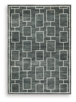 Ashley Elderland Black Gray Washable 5' x 7' Area Rug