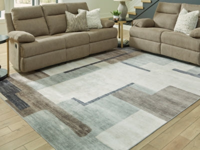 Ashley Larkport Cream Brown Gray Washable 8' x 10' Area Rug