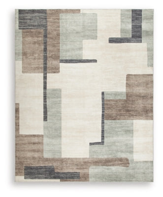 Ashley Larkport Cream Brown Gray Washable 8' x 10' Area Rug