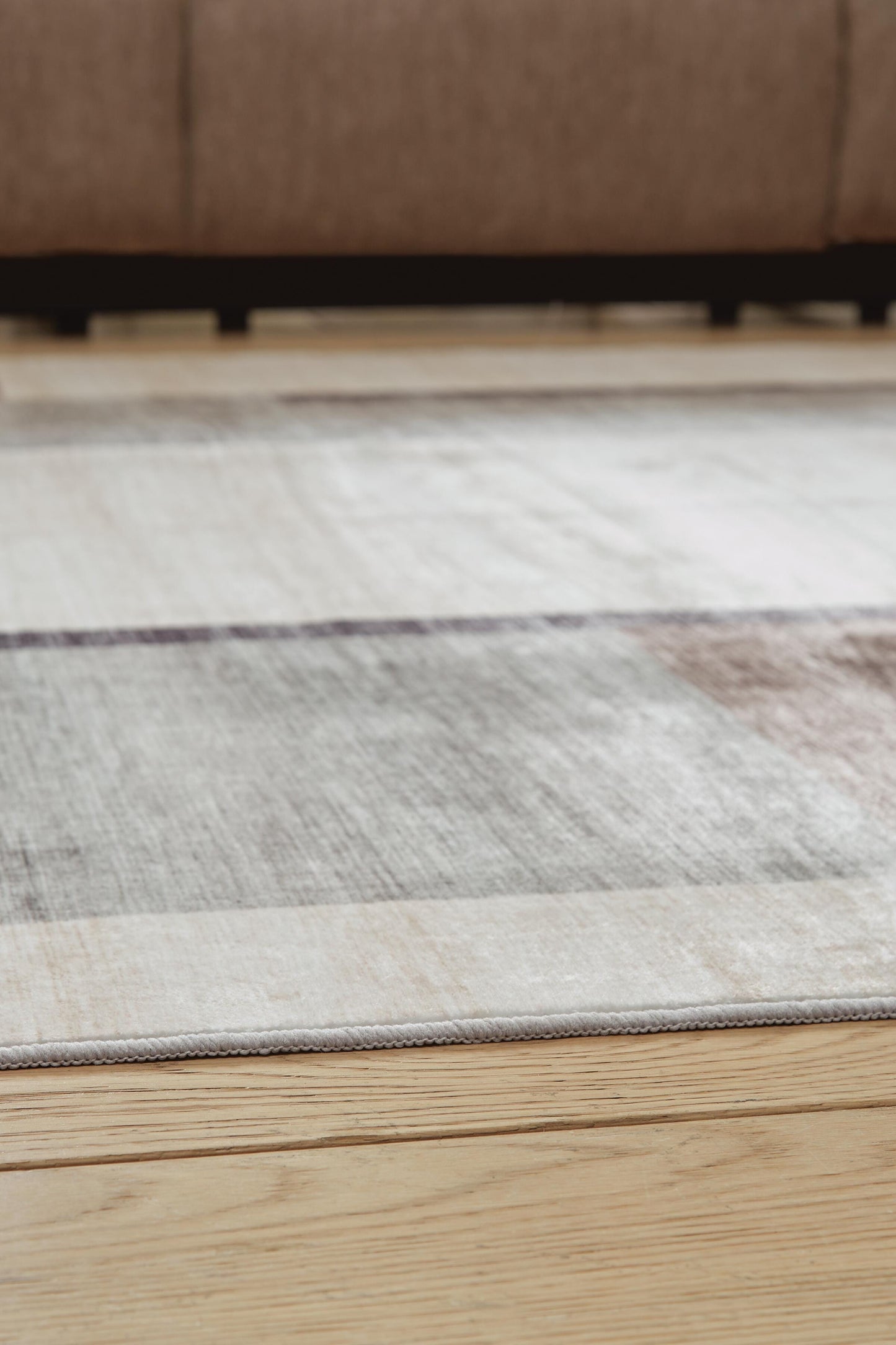 Ashley Larkport Cream Brown Gray Washable 5' x 7' Area Rug