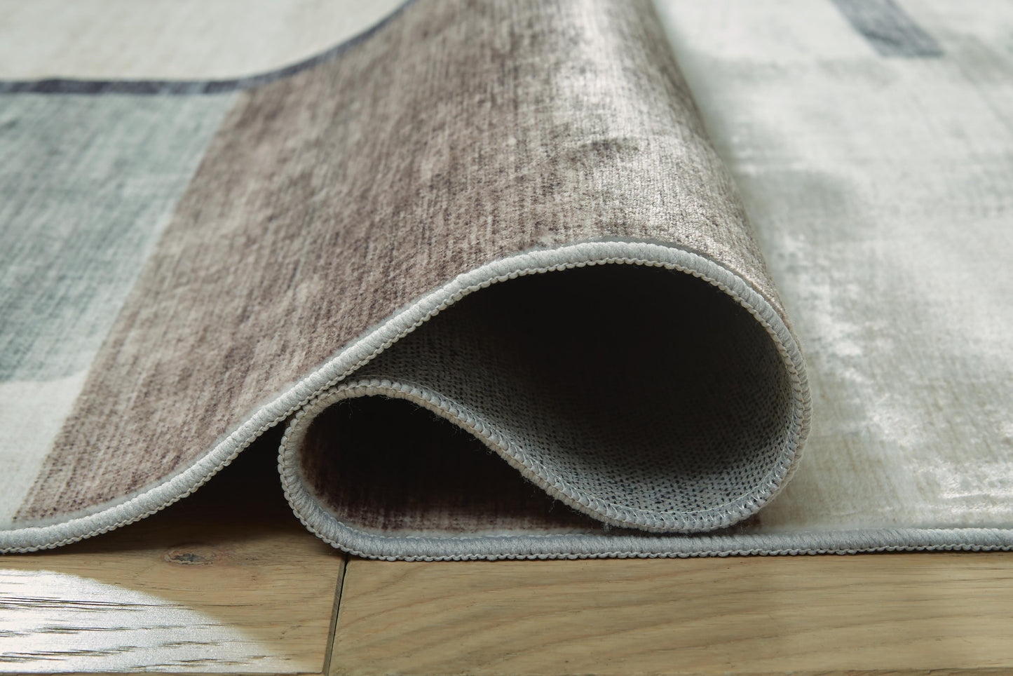 Ashley Larkport Cream Brown Gray Washable 5' x 7' Area Rug