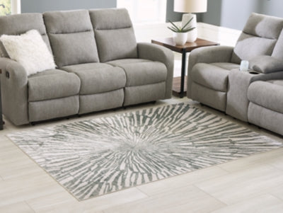 Ashley Verland Gray White Washable 5' x 7' Area Rug