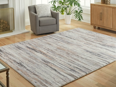 Ashley Nace Gray Brown White 7'6" X 9'6" Memory Foam Area Rug