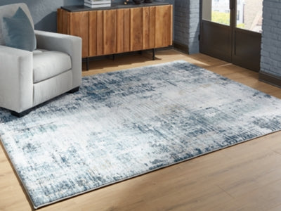Ashley Arlenmont Blue White Brown 7'6" X 9'6" Memory Foam Area Rug