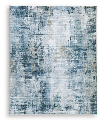 Ashley Arlenmont Blue White Brown 7'6" X 9'6" Memory Foam Area Rug