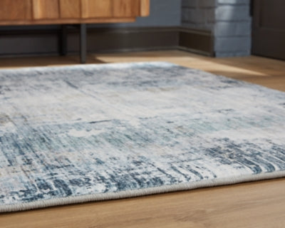 Ashley Arlenmont Blue White Brown 5' x 7' Memory Foam Area Rug
