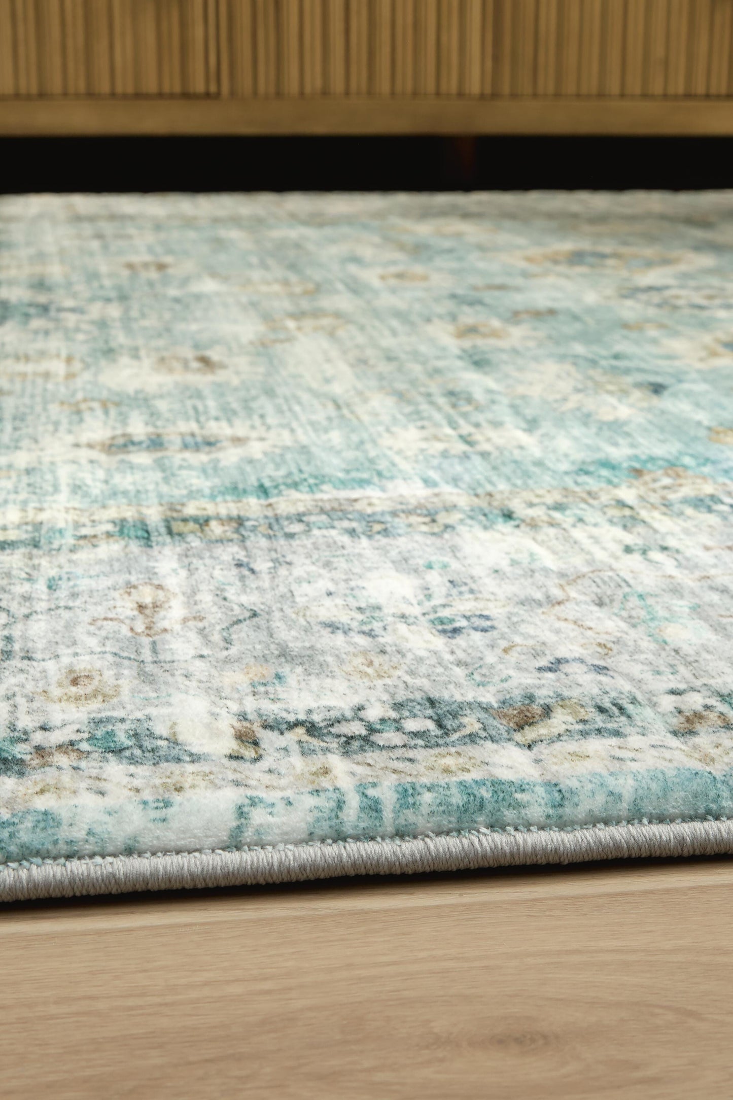 Ashley Ladstoney Teal Beige Ochre 5' x 7' Memory Foam Area Rug