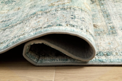 Ashley Ladstoney Teal Beige Ochre 7'6" X 9'6" Memory Foam Area Rug