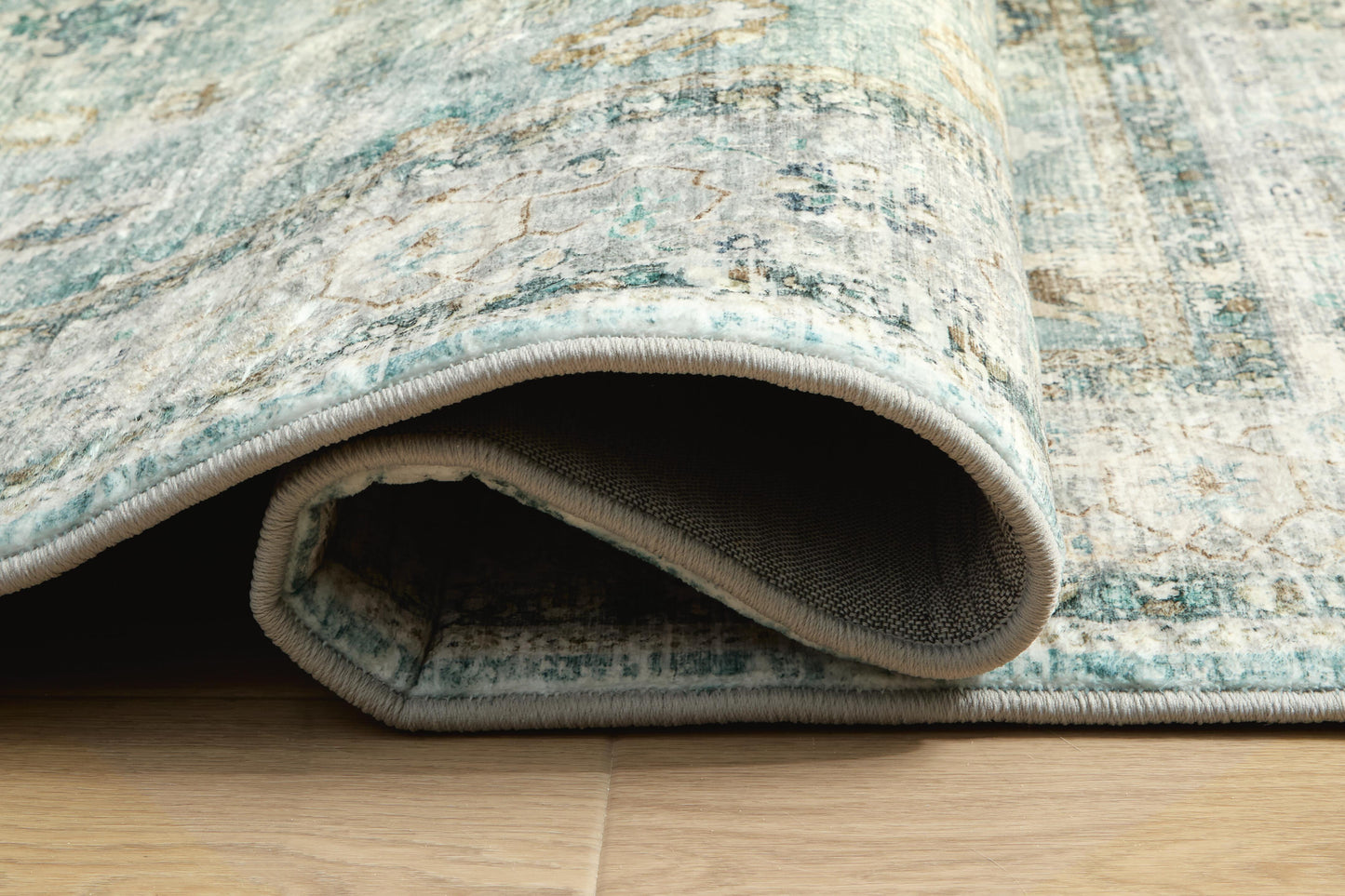Ashley Ladstoney Teal Beige Ochre 5' x 7' Memory Foam Area Rug