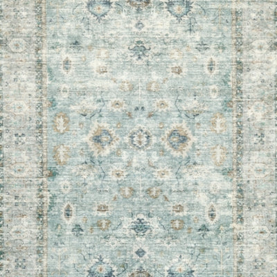 Ashley Ladstoney Teal Beige Ochre 5' x 7' Memory Foam Area Rug