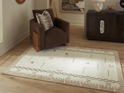 Ashley Dot Cream Brown Taupe 5' x 7' Area Rug