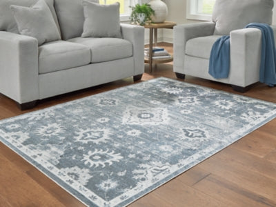 Ashley Avanworths Blue Gray Ivory Washable 7'10" x 10' Area Rug