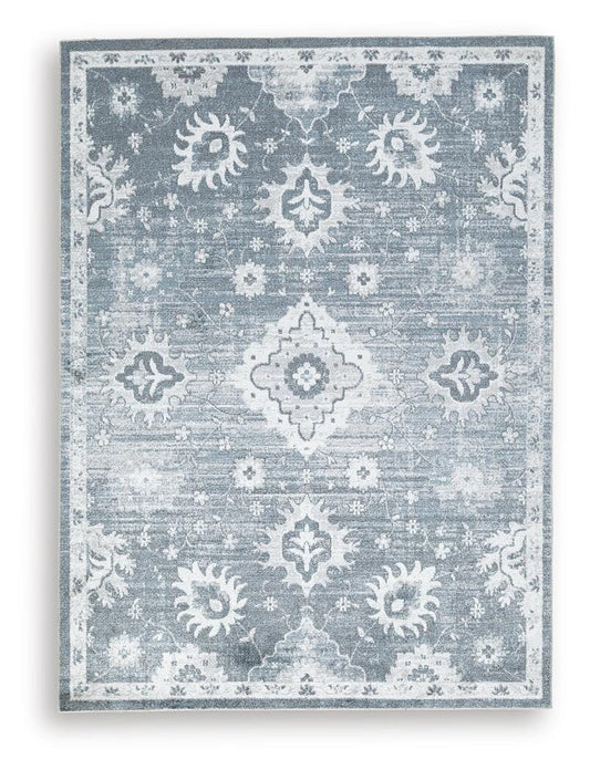 Ashley Avanworths Blue Gray Ivory Washable 5'3" x 7' Area Rug
