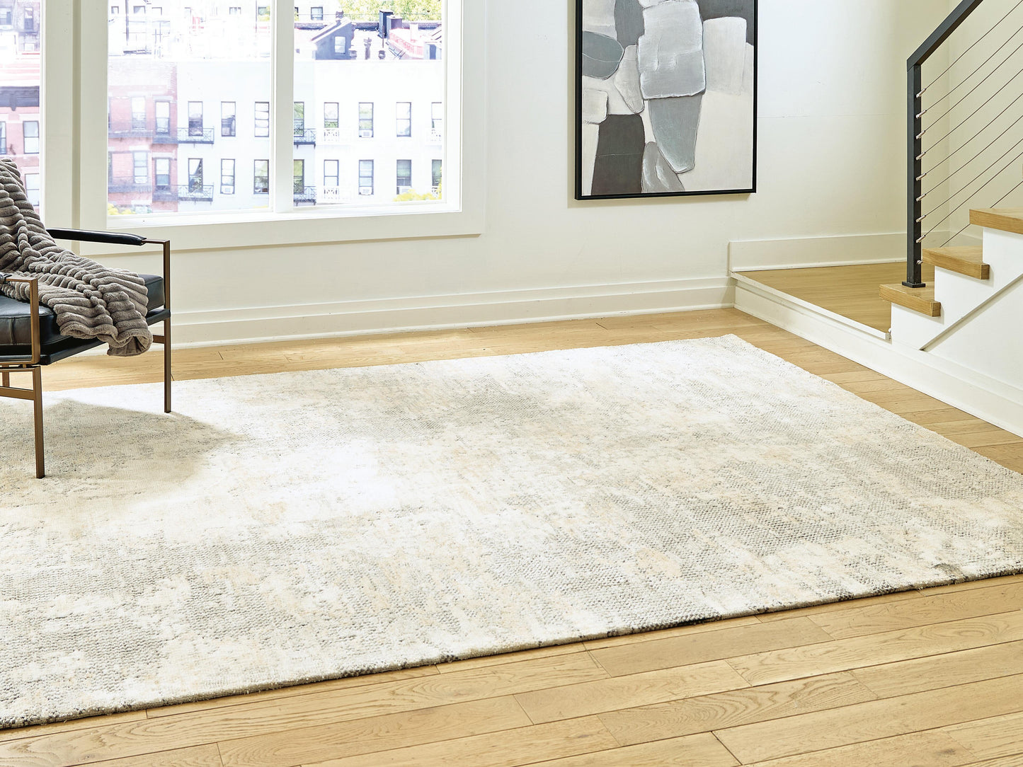 Ashley Raif Gray White Cream Large Rug