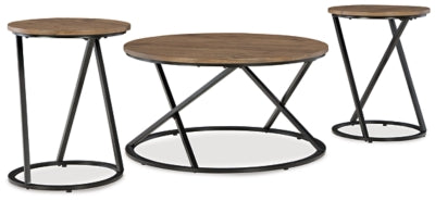 Ashley Cassbryn Brown Black Table (Set of 3)
