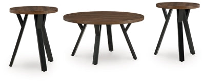Ashley Elbrynn Brown Black Table (Set of 3)