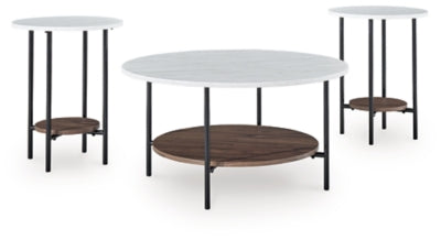 Ashley Wrenwich Brown Black White Table (Set of 3)