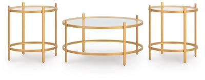 Ashley Pearlox Gold Table (Set of 3)