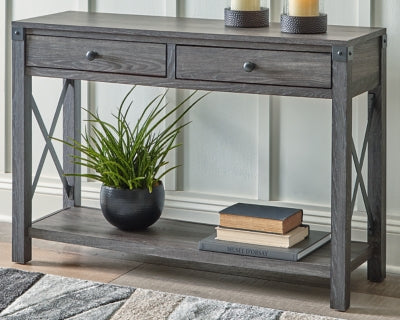 Ashley Freedan Grayish Brown Sofa/Console Table