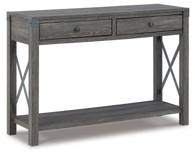 Ashley Freedan Grayish Brown Sofa/Console Table