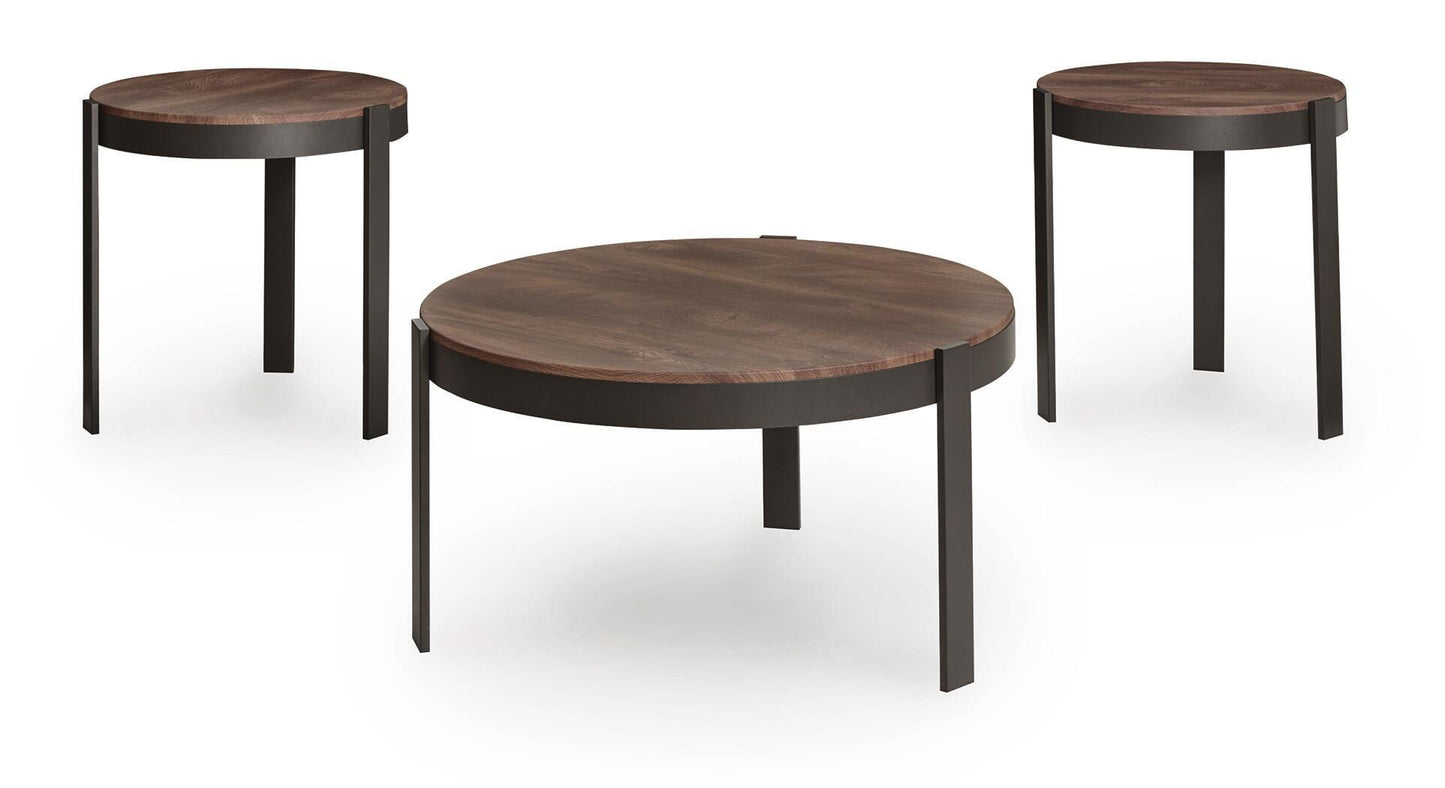 Ashley Horizon Hills Brown Black Table (Set of 3)