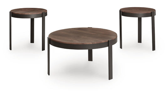 Ashley Horizon Hills Brown Black Table (Set of 3)