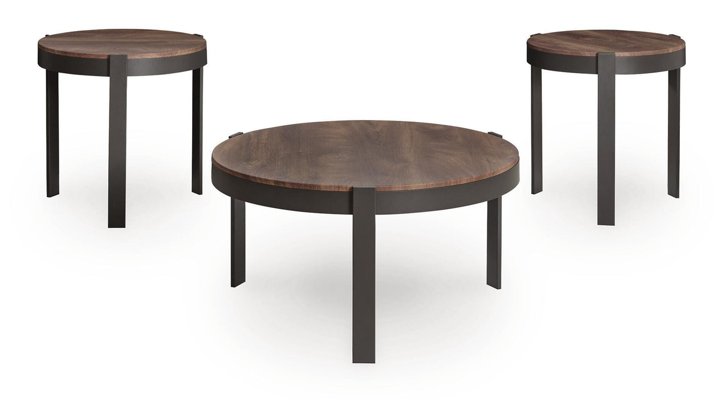 Ashley Horizon Hills Brown Black Table (Set of 3)
