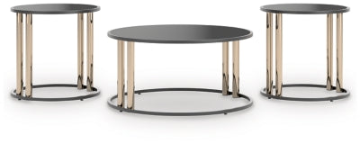 Ashley Hannerly Black Gold Finish Table (Set of 3)