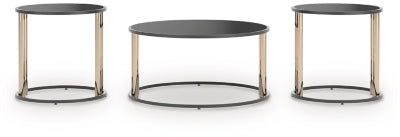 Ashley Hannerly Black Gold Finish Table (Set of 3)