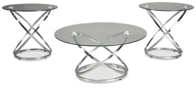 Ashley Hollynyx Chrome Finish Table (Set of 3)