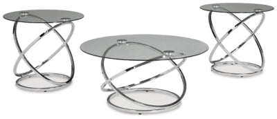 Ashley Hollynyx Chrome Finish Table (Set of 3)