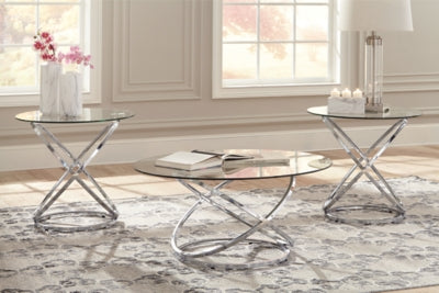 Ashley Hollynyx Chrome Finish Table (Set of 3)