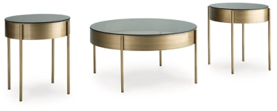 Ashley Jettaya Brushed Brass Table (Set of 3)