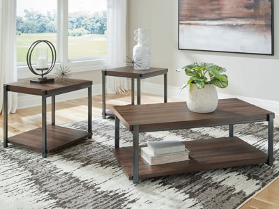 Ashley Trindwick Brown Gun Metal Table (Set of 3)