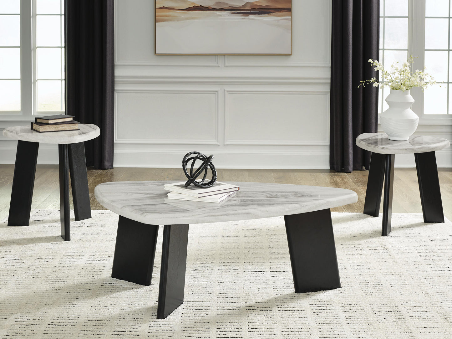 Ashley Lilyberg Gray Black Table (Set of 3)