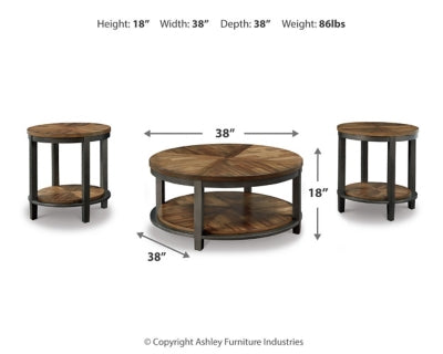 Ashley Roybeck Light Brown Bronze Table (Set of 3)