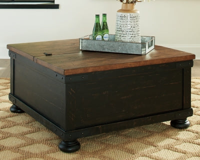 Ashley Valebeck Black Brown Coffee Table with Lift Top