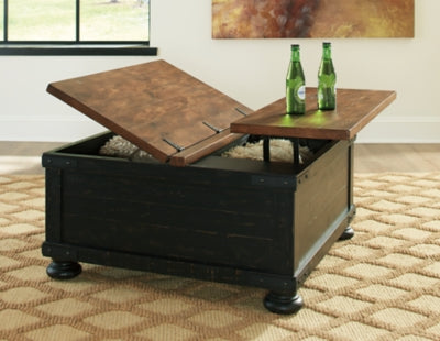Ashley Valebeck Black Brown Coffee Table with Lift Top