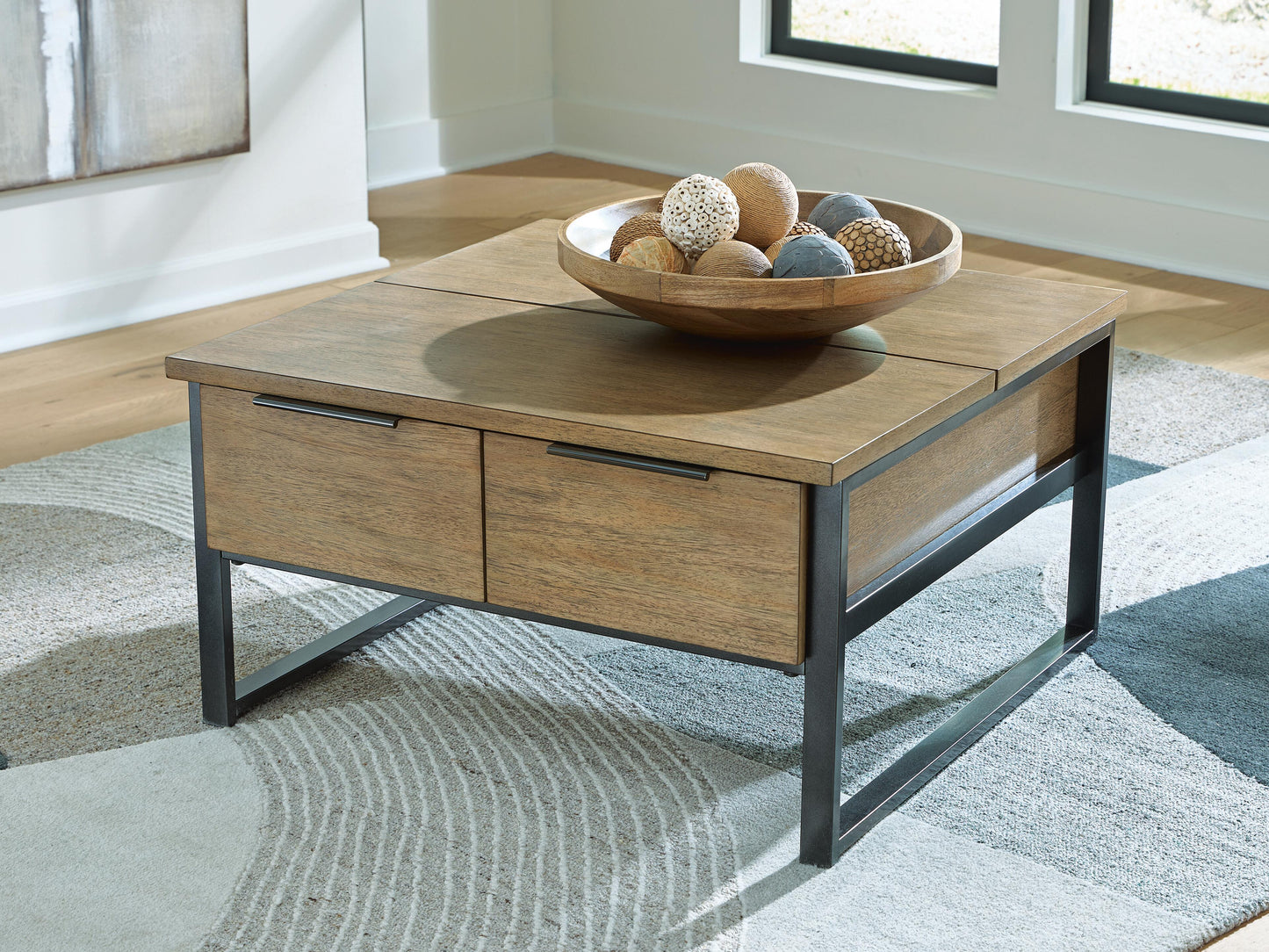 Ashley Montia Light Brown Lift-Top Coffee Table