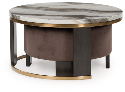 Ashley Jazmore Brown Brass Finish Nesting Coffee Table (Set of 2)