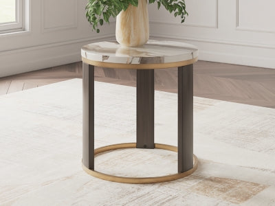 Ashley Jazmore Brown Brass Finish End Table