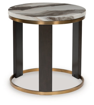 Ashley Jazmore Brown Brass Finish End Table